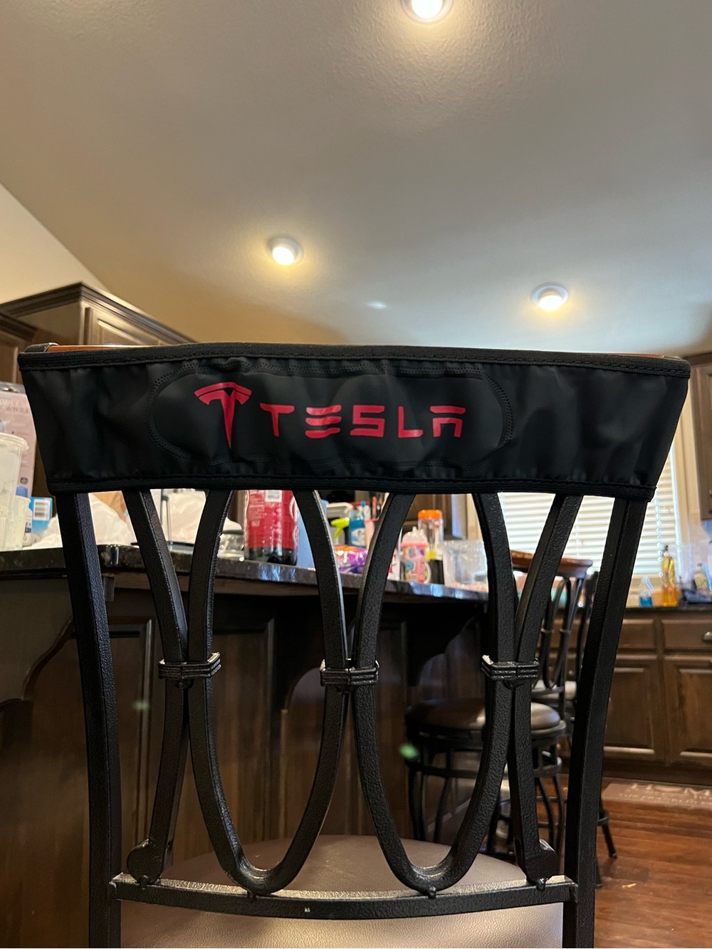 TESLA Black & Red Steering Wheel Cover